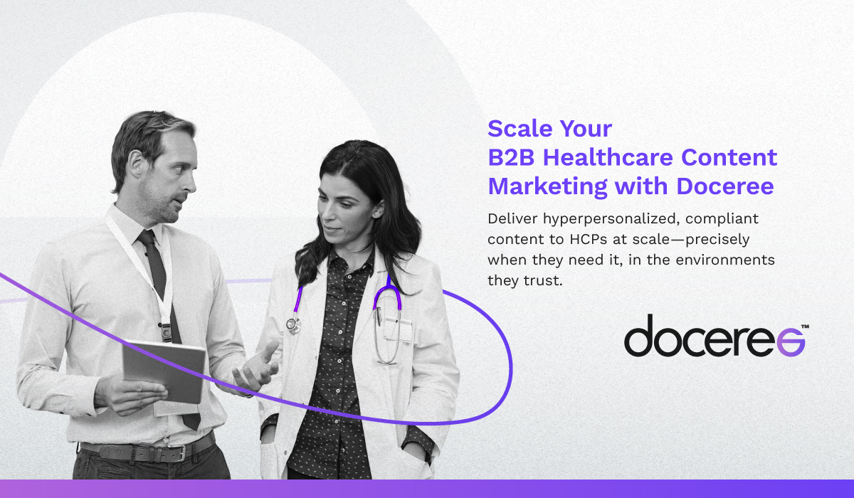 Health care marketer and physician in a conversation.